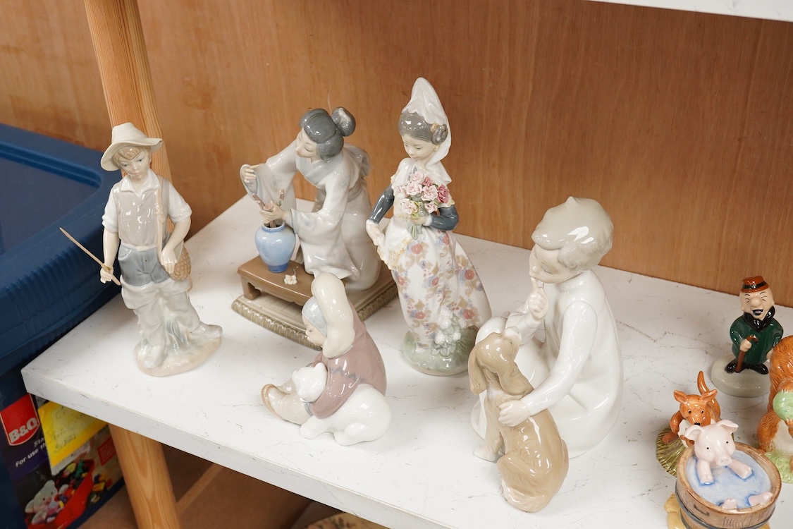 A collection of five Lladro figures, largest 24cm high